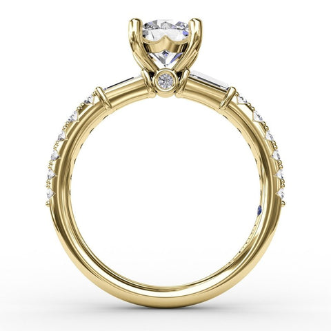 Fana Contemporary Diamond Solitaire Engagement Ring With Baguettes 3327