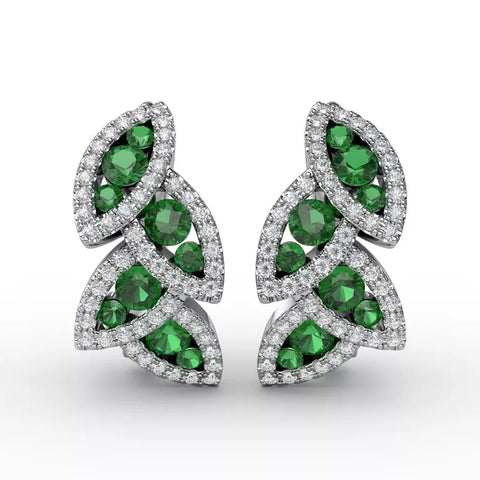 Fana Dramatic Emerald and Diamond Leaf Earrings ER1597E