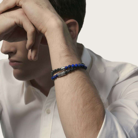 Box Chain Wrap Bracelet with Lapis Lazuli - Chalmers Jewelers