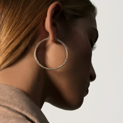 Classic Chain Silver Large Hoop Earrings - Chalmers Jewelers