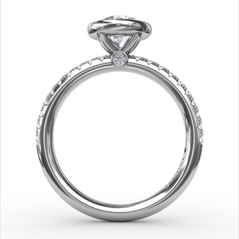 Fana Contemporary Bezel-Set Solitaire Engagement Ring With Diamond Band S3342
