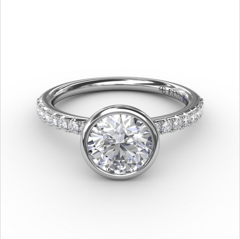 Fana Contemporary Bezel-Set Solitaire Engagement Ring With Diamond Band S3342