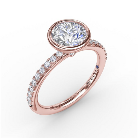 Fana Contemporary Bezel-Set Solitaire Engagement Ring With Diamond Band S3342