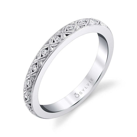 Vintage Inspired Stackable Wedding Band B0047-WG - Chalmers Jewelers