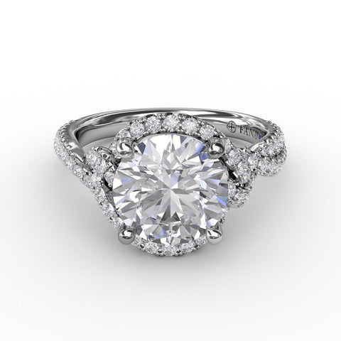 Fana Contemporary Round Diamond Halo Engagement Ring With Twisted Shank S3266