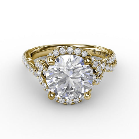 Fana Contemporary Round Diamond Halo Engagement Ring With Twisted Shank S3266