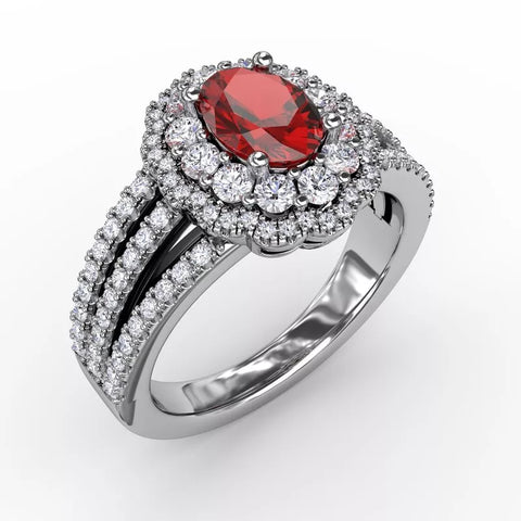 Sapphire and Diamond Triple Row Split Shank Ring