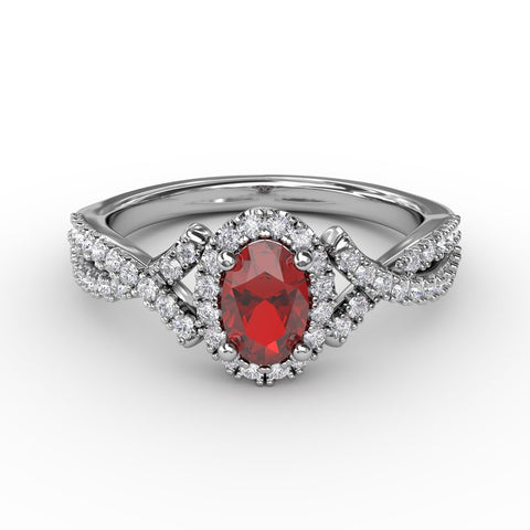 FANA Ruby and Diamond Twist Ring R1662R