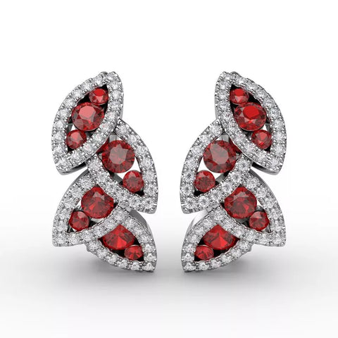 Fana Dramatic Ruby and Diamond Leaf Earrings ER1597R