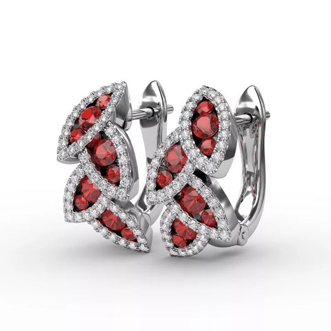 Fana Dramatic Ruby and Diamond Leaf Earrings ER1597R