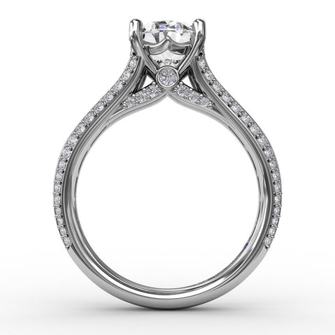 Fana Oval Diamond Solitaire Engagement Ring With Baguettes and Pavé S3310