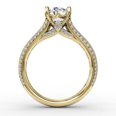 Fana Oval Diamond Solitaire Engagement Ring With Baguettes and Pavé S3310