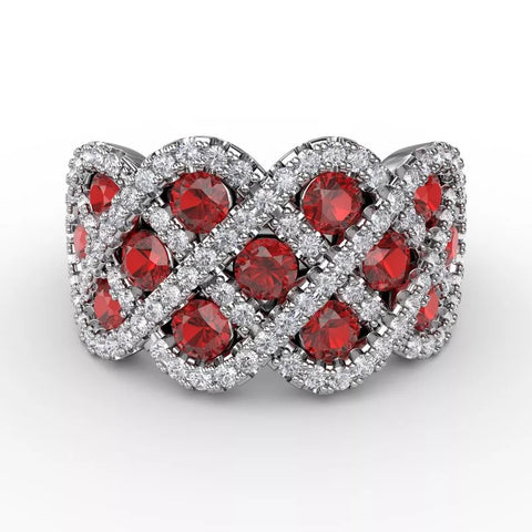 You and Me Ruby and Diamond Interweaving Ring 1370
