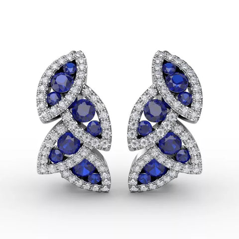 Fana Dramatic Sapphire and Diamond Leaf Earrings ER1597