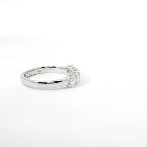 14K White Gold and Natural Oval Diamond Band