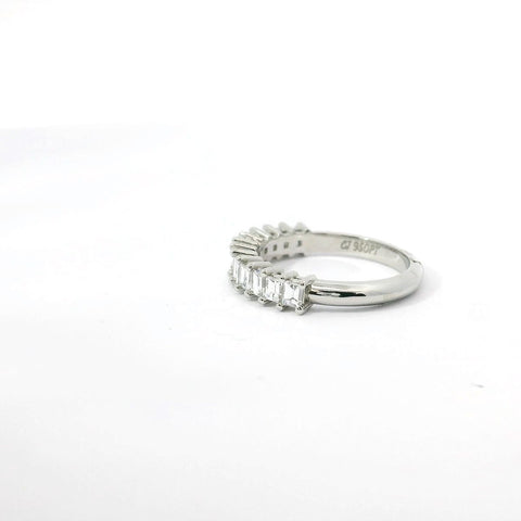 Platinum and Natural Baguette Diamond Band