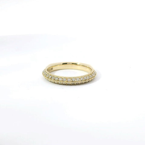 14K Yellow Gold and Diamond Pave Band