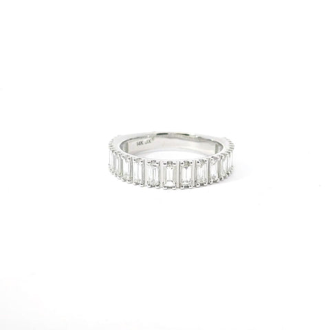 14K White Gold and Baguette Diamond Band