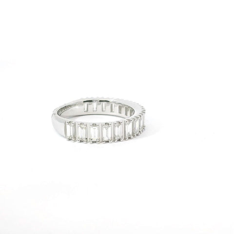 14K White Gold and Baguette Diamond Band