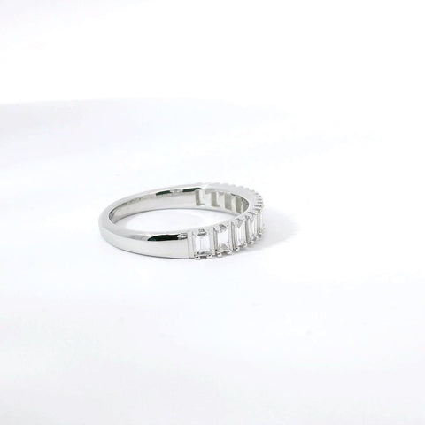 14K White Gold and Baguette Diamond Band