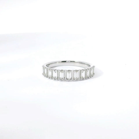 14K White Gold and Baguette Diamond Band