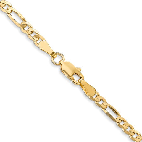 14K 3.25mm 20 Inch Flat Figaro Chain