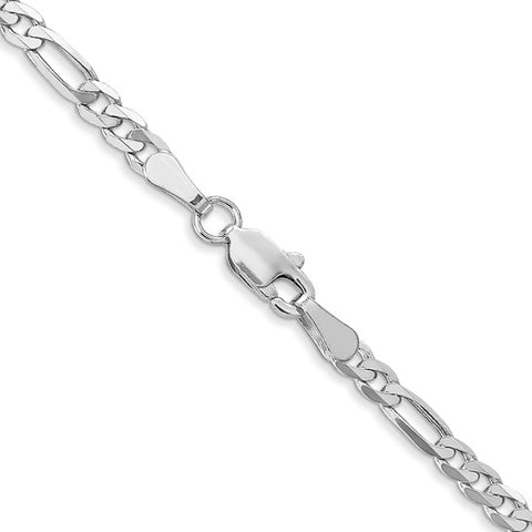 14K White Gold 3mm 20 Inch Flat Figaro Chain