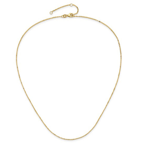 14KT Gold Adjustable Cable Pendant Chain 1380-18+2
