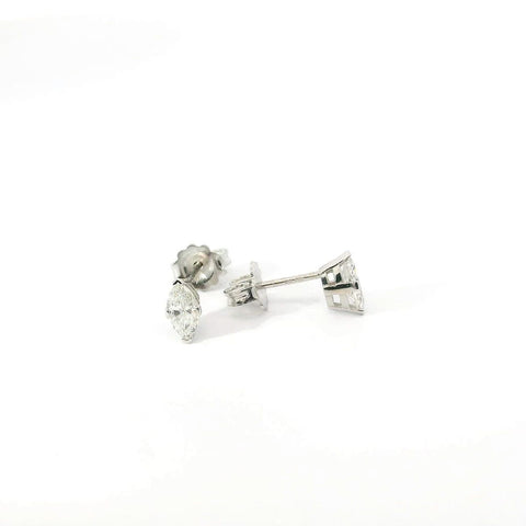 14K White Gold Marquise Diamond Stud Earrings