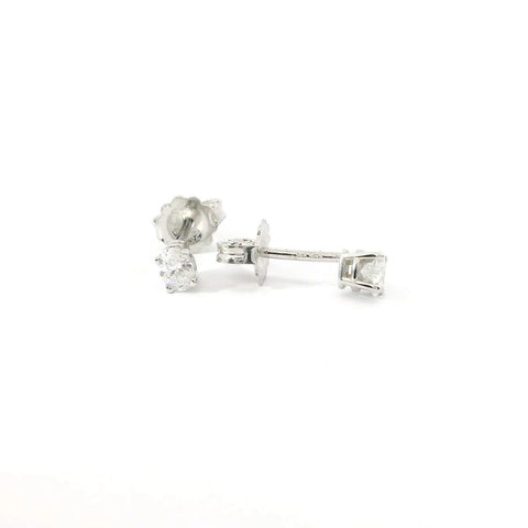 14K White Gold Oval Diamond Stud Earrings