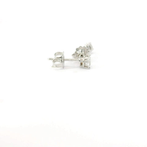 14K White Gold Oval Diamond Stud Earrings