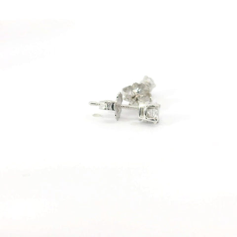 14K White Gold Oval Diamond Stud Earrings