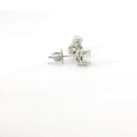 14K White Gold Oval Diamond Stud Earrings