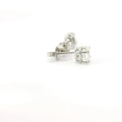 14K White Gold Oval Diamond Stud Earrings