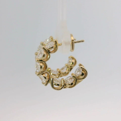 14K Yellow Gold Diamond Hoop Earrings