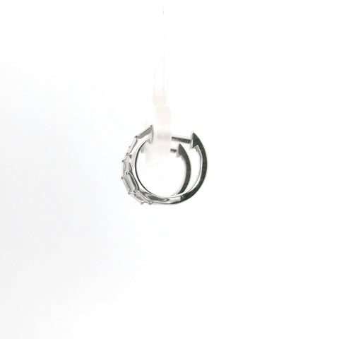 WHITE GOLD AND NATURAL BAGUETTE DIAMOND HUGGIE EARRINGS 150-07060