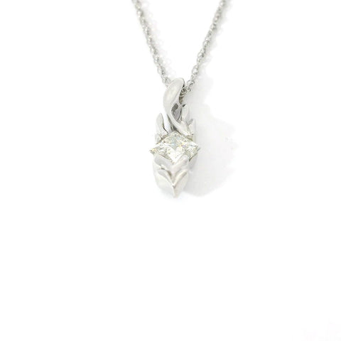 14K White Gold Natural Diamond Pendant