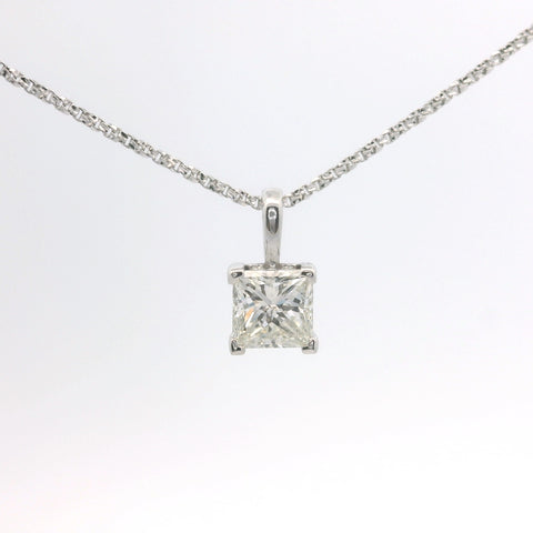 WHITE GOLD PRINCESS CUT DIAMOND PENDANT 160-04366
