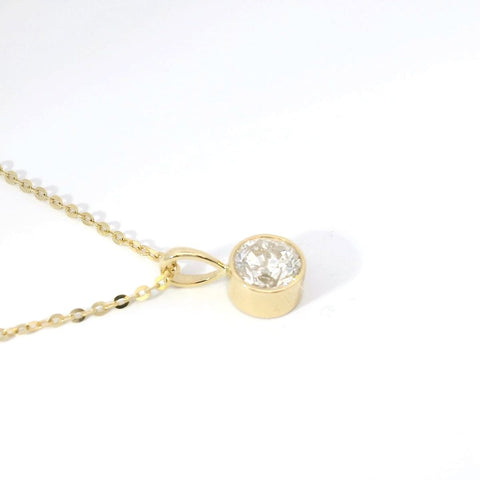 14K Yellow Gold Bezel-Set Natural Diamond Pendant