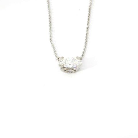 14K White Gold Natural Marquise Diamond Pendant