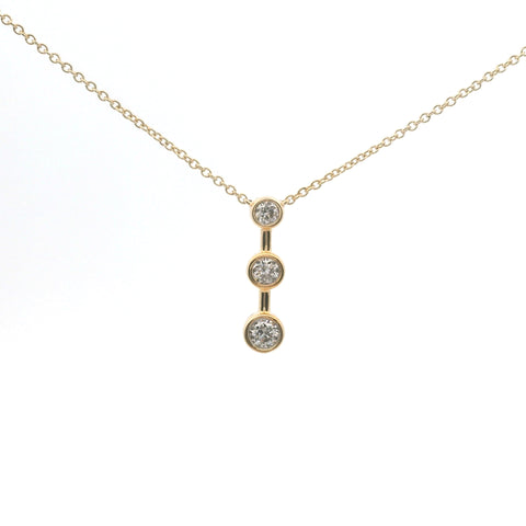 YELLOW GOLD BEZEL-SET THREE-STONE PENDANT NECKLACE 165-00437