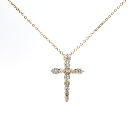 YELLOW GOLD DIAMOND CROSS NECKLACE 165-00438