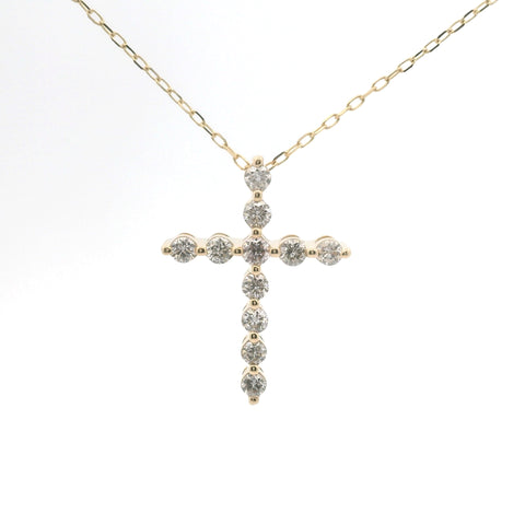 YELLOW GOLD DIAMOND CROSS NECKLACE 165-00440