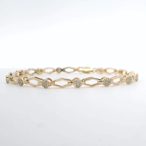 YELLOW GOLD DIAMOND CLUSTER BRACELET 165-00443