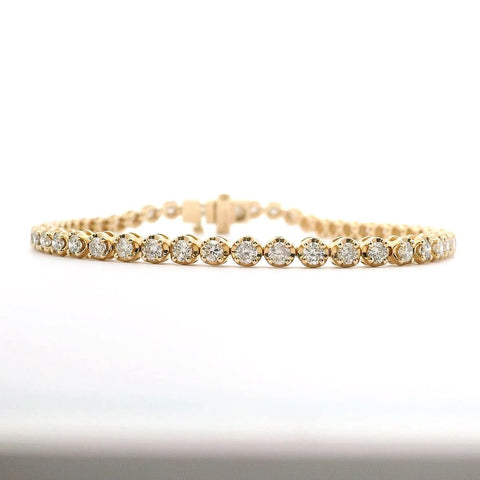 14K Yellow Gold Natural Diamond Tennis Bracelet