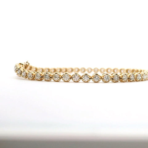 14K Yellow Gold Natural Diamond Tennis Bracelet