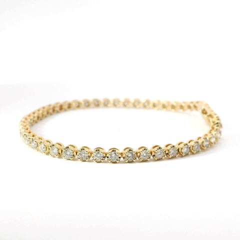 14K Yellow Gold Diamond Tennis Bracelet