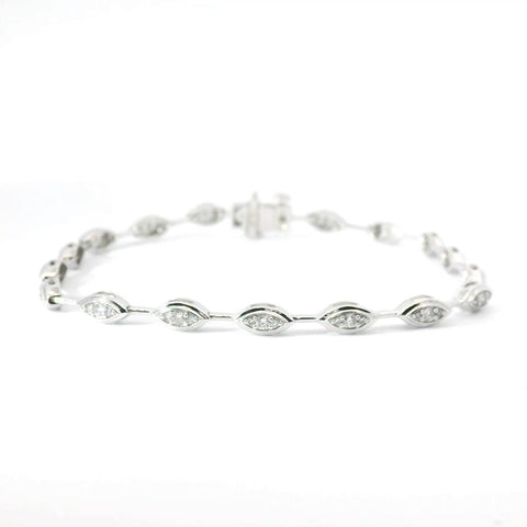 14K White Gold Natural Diamond Bracelet