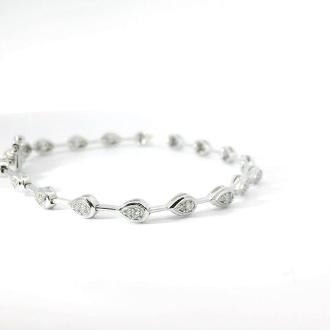 14K White Gold Natural Diamond Bracelet