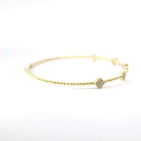 14K Yellow Gold and Diamond Flexible Bangle Bracelet